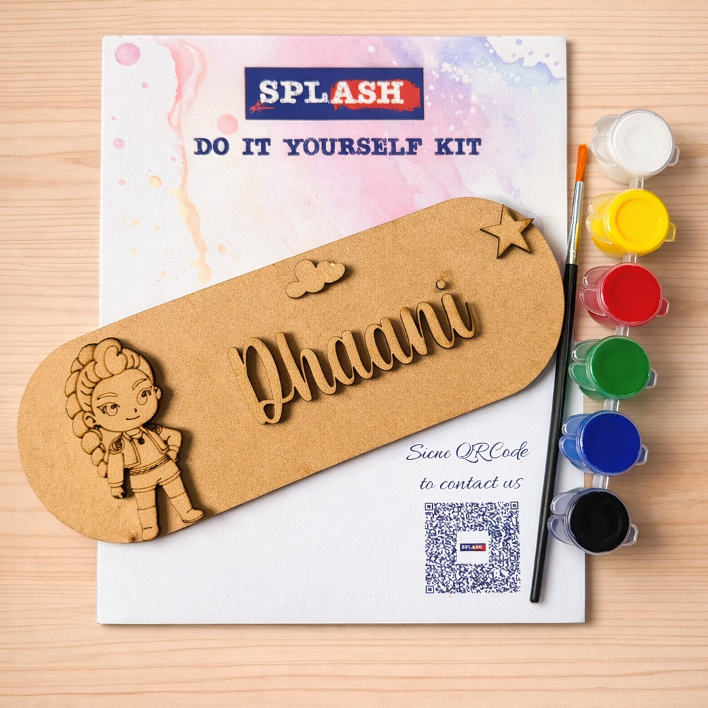 KPop Demon hunters theme personalised nameplate DIY kit for kids with paint colors and brush perfect for birthday return gifts