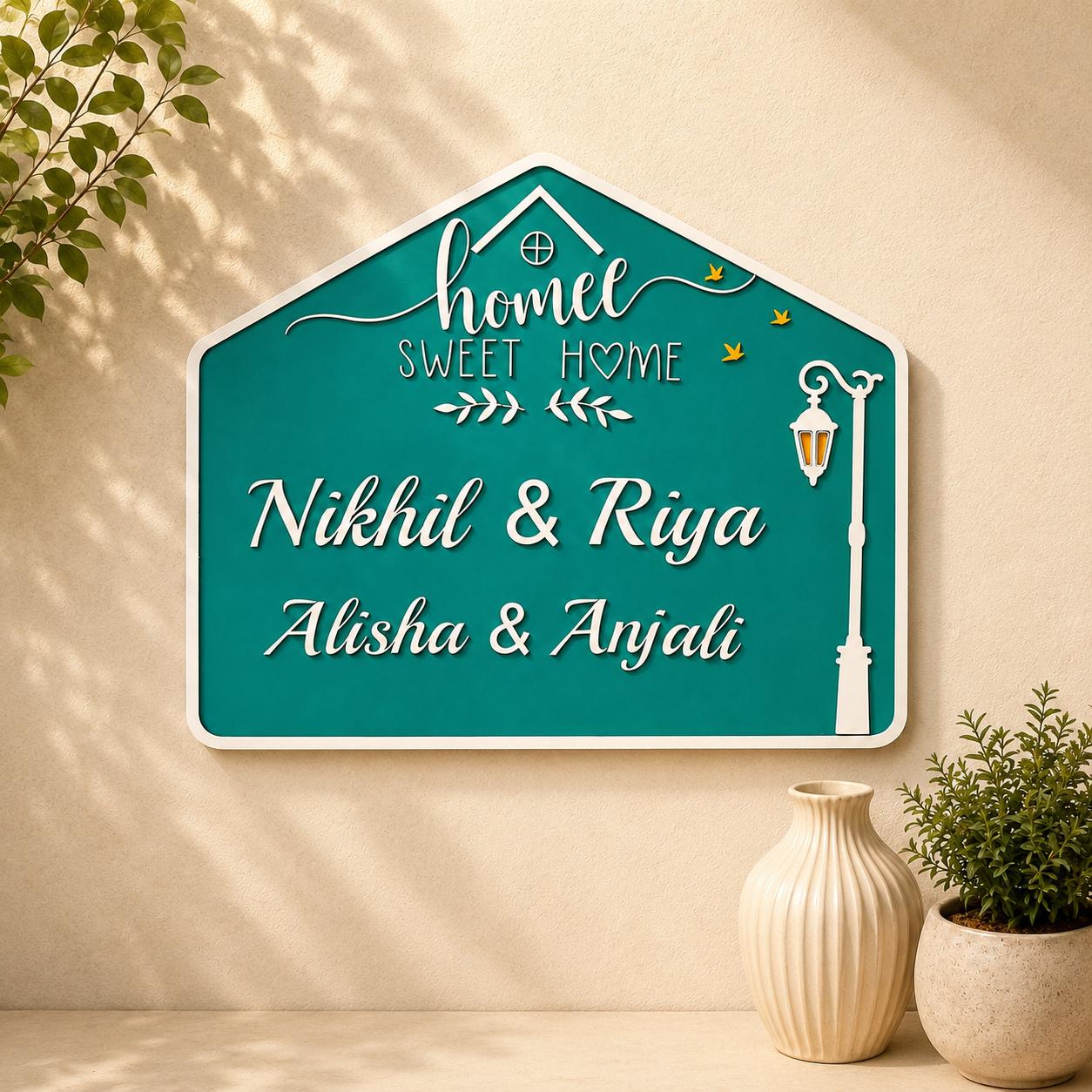 My Sweet Home Nameplate I Handcrafted Personalized Wooden Nameplate for Home Entrance - nameplate