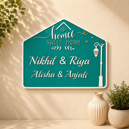 My Sweet Home Nameplate I Handcrafted Personalized Wooden Nameplate for Home Entrance - nameplate