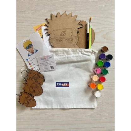 Naruto DIY Wood Painting Kit for Kids | Sasuke & Kakashi Wooden Cutouts with Paints & Brushes | Anime Art Craft Kit