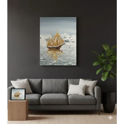 Northern Stillness – The Golden Sail (Original) - paintings