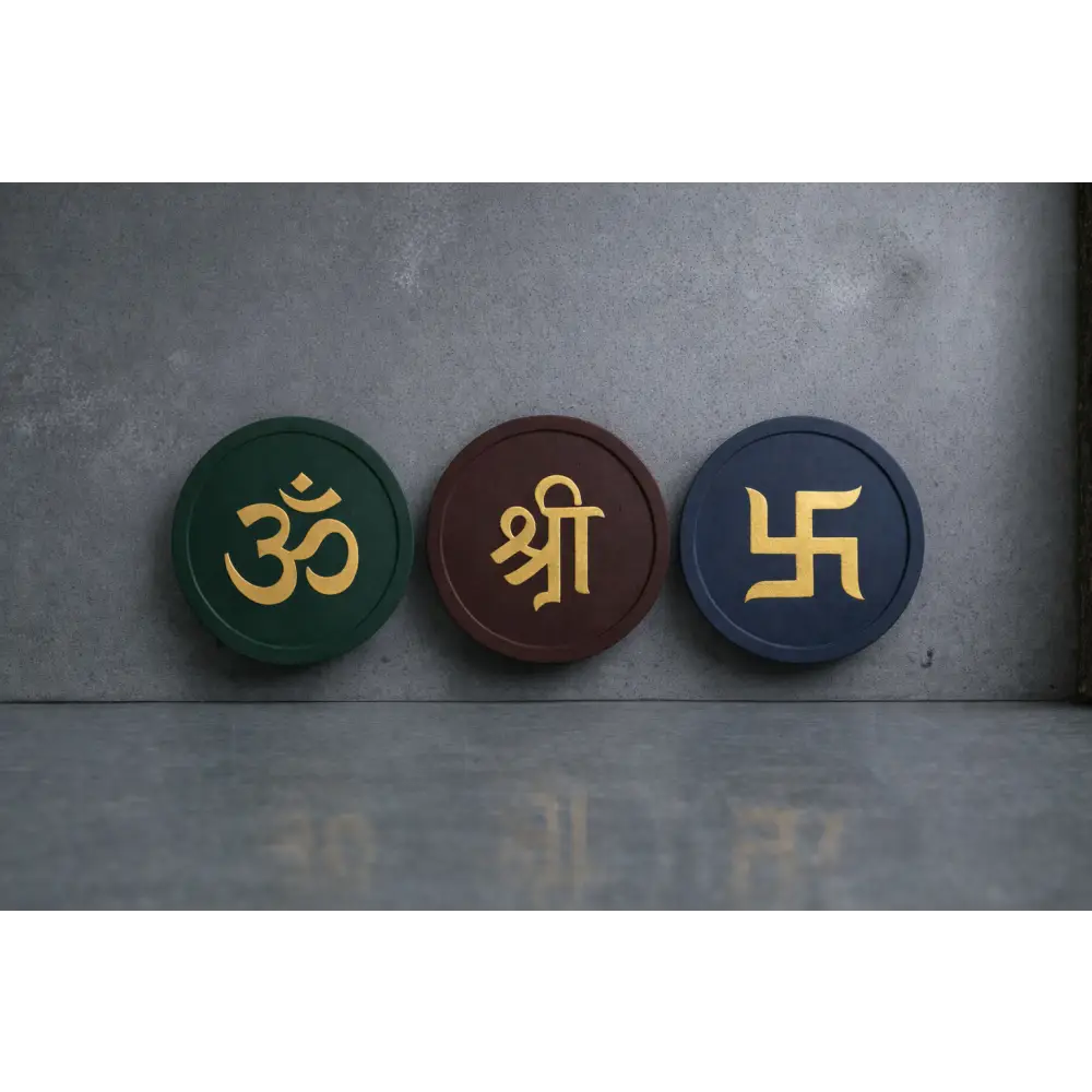 Om Shree Swastik – Modern Spiritual Wall Art (Set of 3) I Wall Decor - Wall hanging