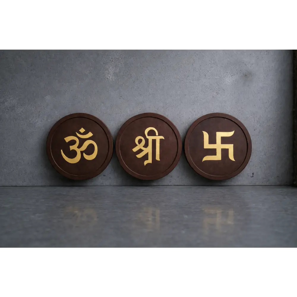 Om Shree Swastik – Modern Spiritual Wall Art (Set of 3) I Wall Decor - Wall hanging