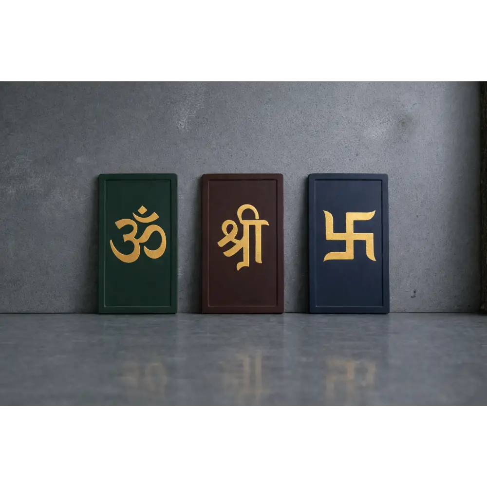 Om Shree Swastik – Modern Spiritual Wall Art (Set of 3) I Wall Decor - Wall hanging