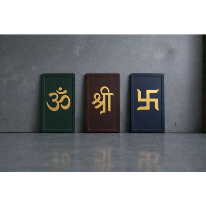 Om Shree Swastik – Modern Spiritual Wall Art (Set of 3) I Wall Decor - Wall hanging