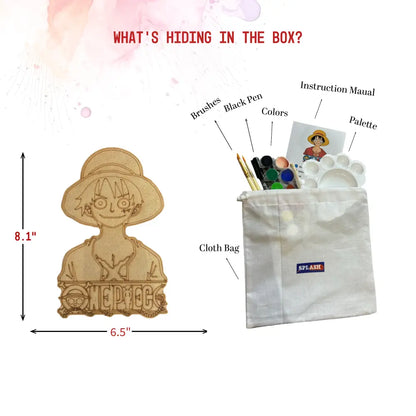 One Piece Monkey D. Luffy DIY Kit | Paint Your Own Wooden Craft Kit for Kids | SPLASH DIY by Splash Arts India