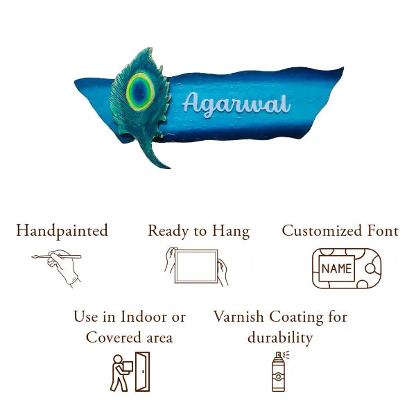 Peacock Feather Nameplate - nameplate