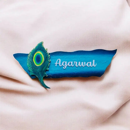 Peacock Feather Nameplate - nameplate