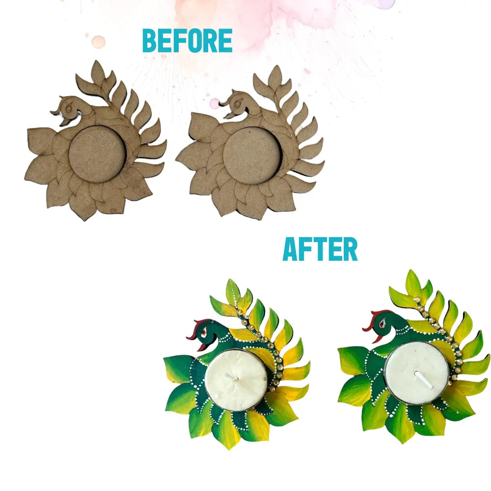 Peacock Tea Light Candle Holder DIY Kit | SPLASH DIY by Splash Arts - Festival