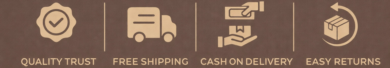 Ecommerce benefits icons including quality assurance, free shipping, COD and easy returns