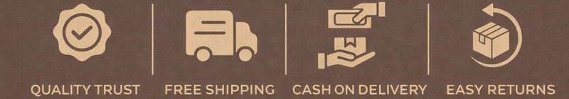 Ecommerce benefits icons including quality assurance, free shipping, COD and easy returns