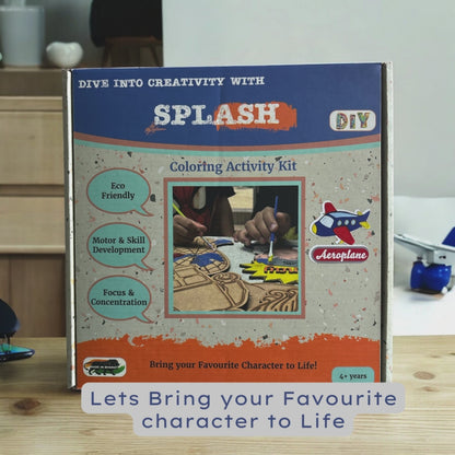 Aeroplane DIY Kit for Kids | Paint Your Own Wooden Airplane Craft Kit with Keychain & Fridge Magnets | SPLASH DIY by Splash Arts