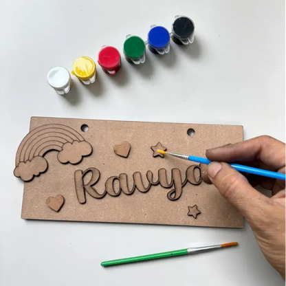 Rainbow Nameboard DIY Kit for Kids | Personalized Paint Your Own Name Board | Birthday Return Gift I SPLASH DIY