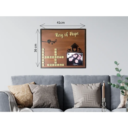 Ray of Hope- Custom Family Crossword Photo Frame - Wall hanging