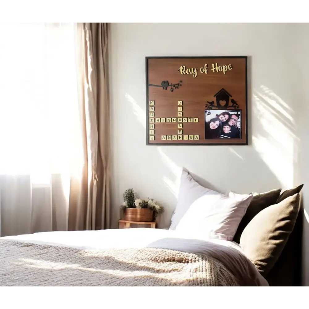 Ray of Hope- Custom Family Crossword Photo Frame - Wall hanging