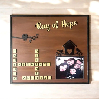 Ray of Hope- Custom Family Crossword Photo Frame - Wall hanging