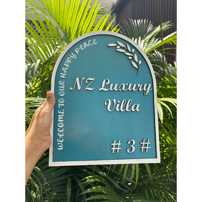 Royale Luxe Nameplate | Handcrafted Personalized Wooden Nameplate for Home Entrance - nameplate