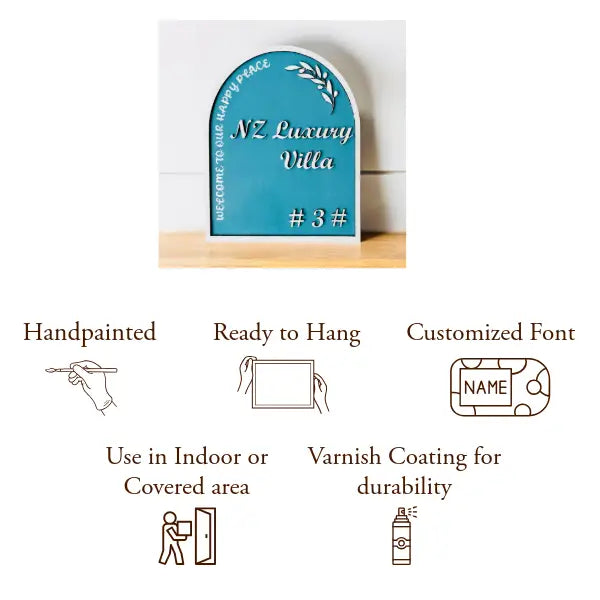 Royale Luxe Nameplate | Handcrafted Personalized Wooden Nameplate for Home Entrance - nameplate
