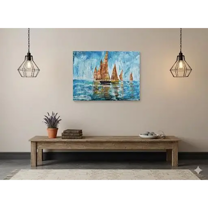 Sails of Tranquility – Textured Seascape Art (Original) - paintings