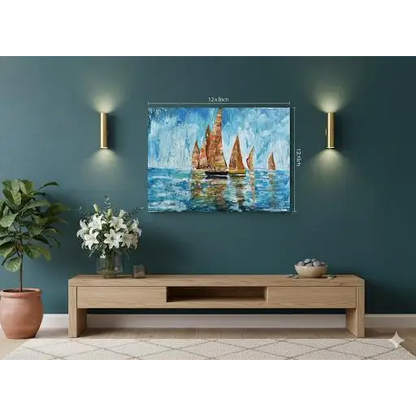 Sails of Tranquility – Textured Seascape Art (Original) - paintings