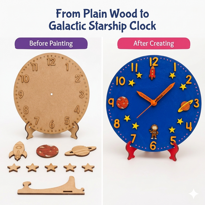 DIY Space Clock Kit for Kids | Paint Your Own Wooden Clock | SPLASH DIY by Splash Arts