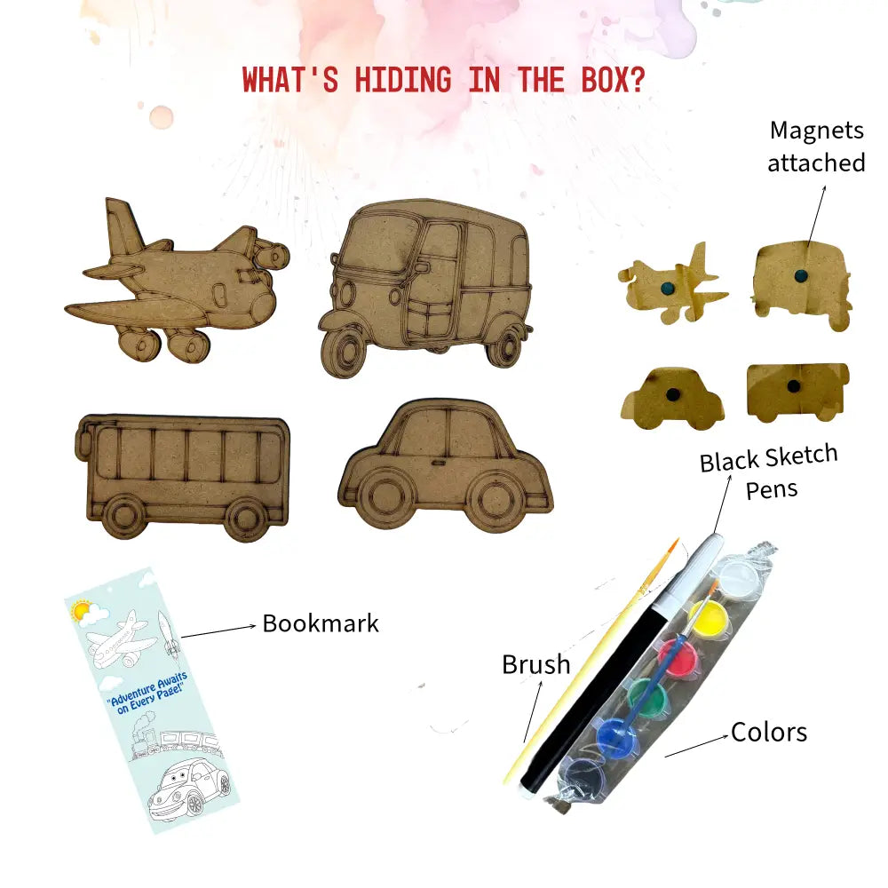 Transport Fridge Magnet DIY Kit |Paint Your Own Fridge Magnet | SPLASH DIY by Splash Arts - Fridge Magnets,returngift