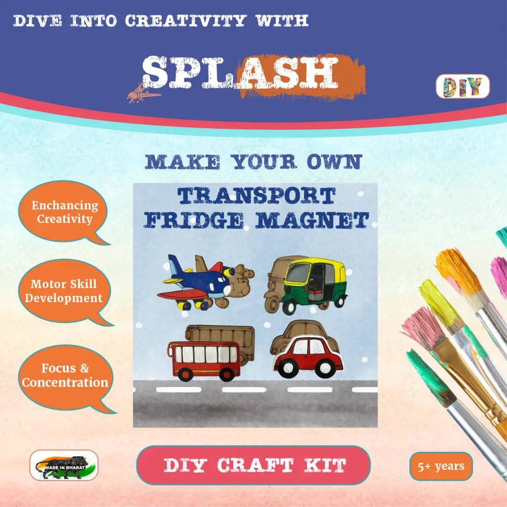 Transport Fridge Magnet DIY Kit |Paint Your Own Fridge Magnet | SPLASH DIY by Splash Arts - Fridge Magnets,returngift