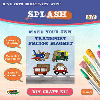 Transport Fridge Magnet DIY Kit |Paint Your Own Fridge Magnet | SPLASH DIY by Splash Arts - Fridge Magnets,returngift