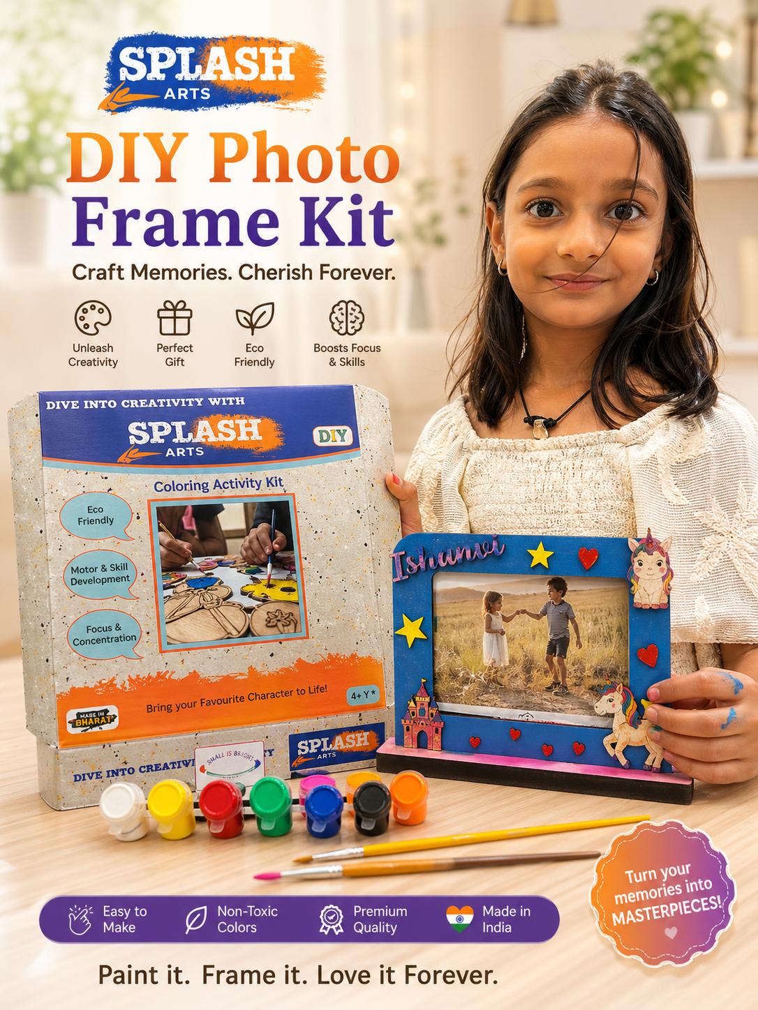 Unicorn DIY Photo Frame Kit for Kids | Paint Your Own Photo Frame | SPLASH DIY by Splash Arts - photoframe