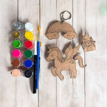 Unicorn Rainbow Keychain Unicorn + Castle Fridge Magnet DIY Kit| Paint Your Own Fridge Magnet | SPLASH DIY by Splash