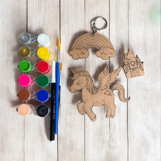 Unicorn Rainbow Keychain Unicorn + Castle Fridge Magnet DIY Kit| Paint Your Own Fridge Magnet | SPLASH DIY by Splash