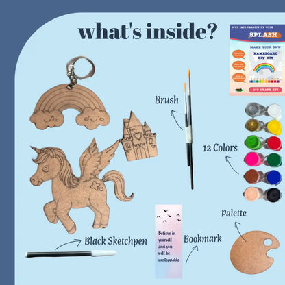 Unicorn Rainbow Keychain Unicorn + Castle Fridge Magnet DIY Kit| Paint Your Own Fridge Magnet | SPLASH DIY by Splash