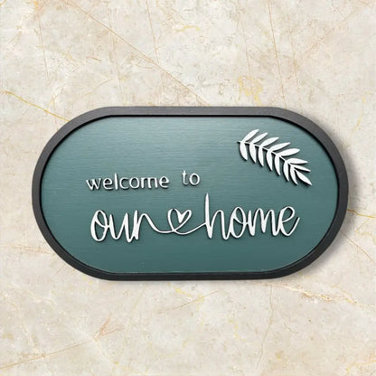 Welcome Home Nameplate | Handcrafted Personalized Wooden Nameplate for Home Entrance - nameplate