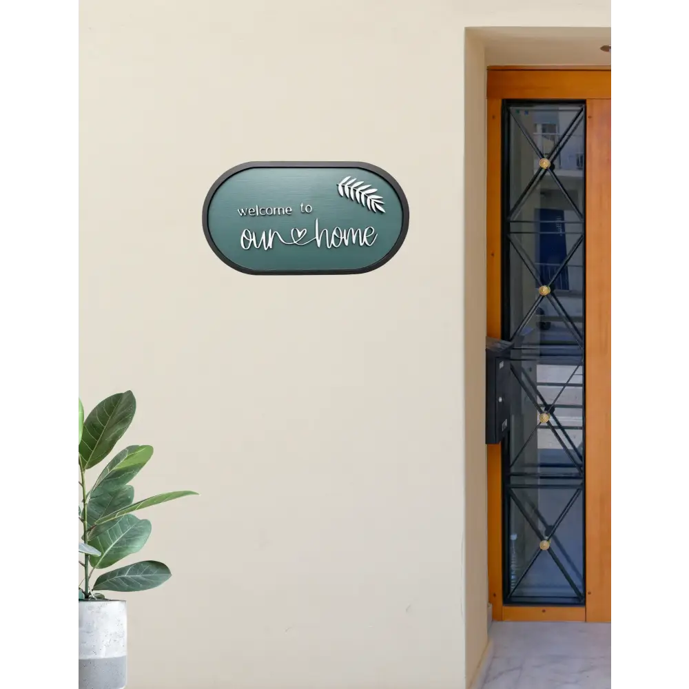 Welcome Home Nameplate | Handcrafted Personalized Wooden Nameplate for Home Entrance - nameplate