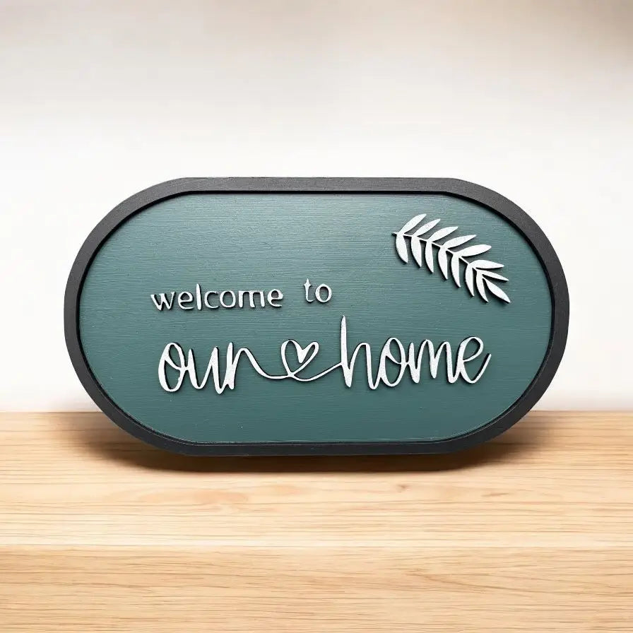 Welcome Home Nameplate | Handcrafted Personalized Wooden Nameplate for Home Entrance - nameplate