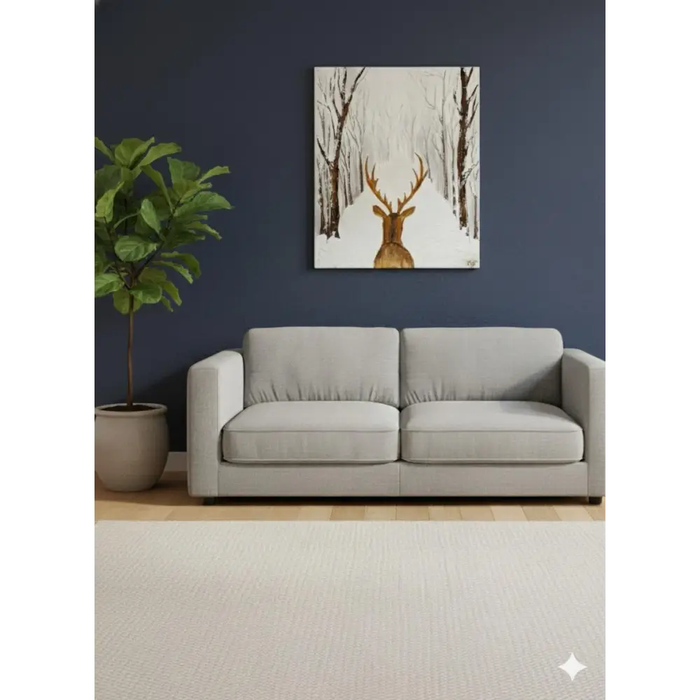 Winter Majesty – The Lone Stag (Original) - paintings