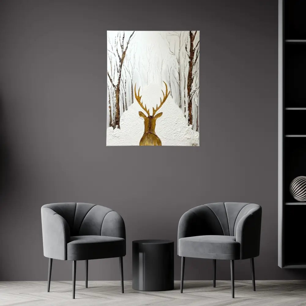 Winter Majesty – The Lone Stag (Original) - paintings